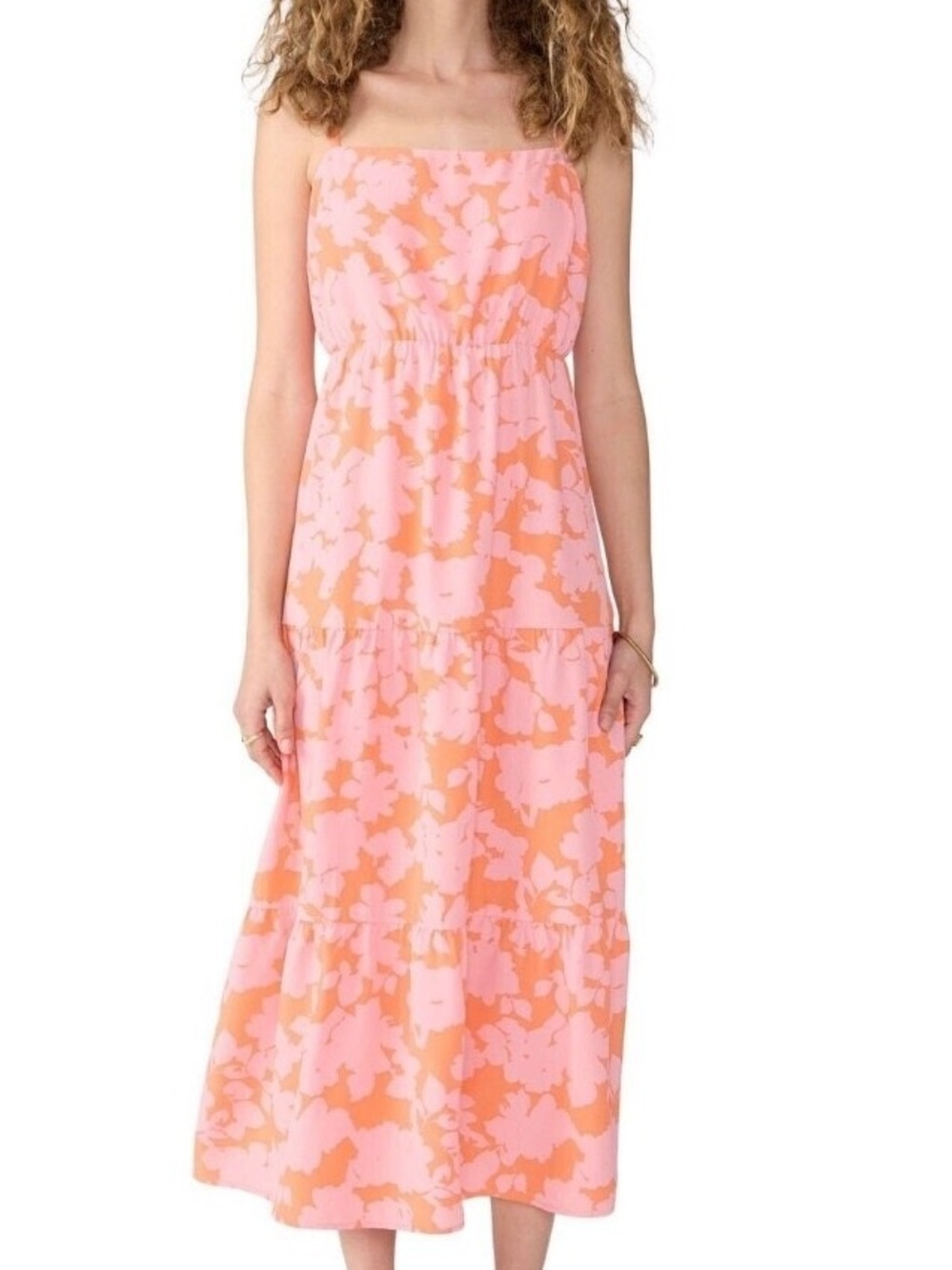 Sanctuary Spaghetti Strap Pink & Orange Floral Maxi Dress XXL